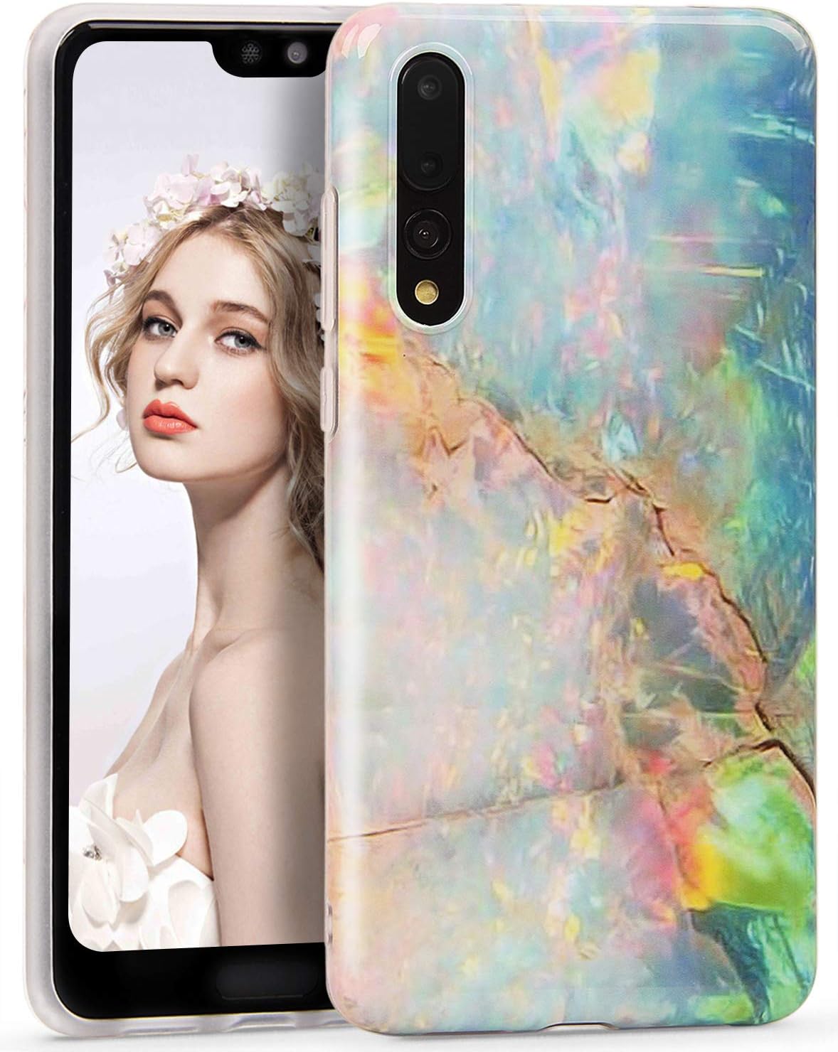 CIUTEK P20 Pro case, for Huawei P20 Pro Case Matte Marble Slim Anti-Scratch Shockproof Cover Flexible Clear TPU Bumper Funky Soft Case for Huawei P20 Pro (6.1 inch)- Forest Green