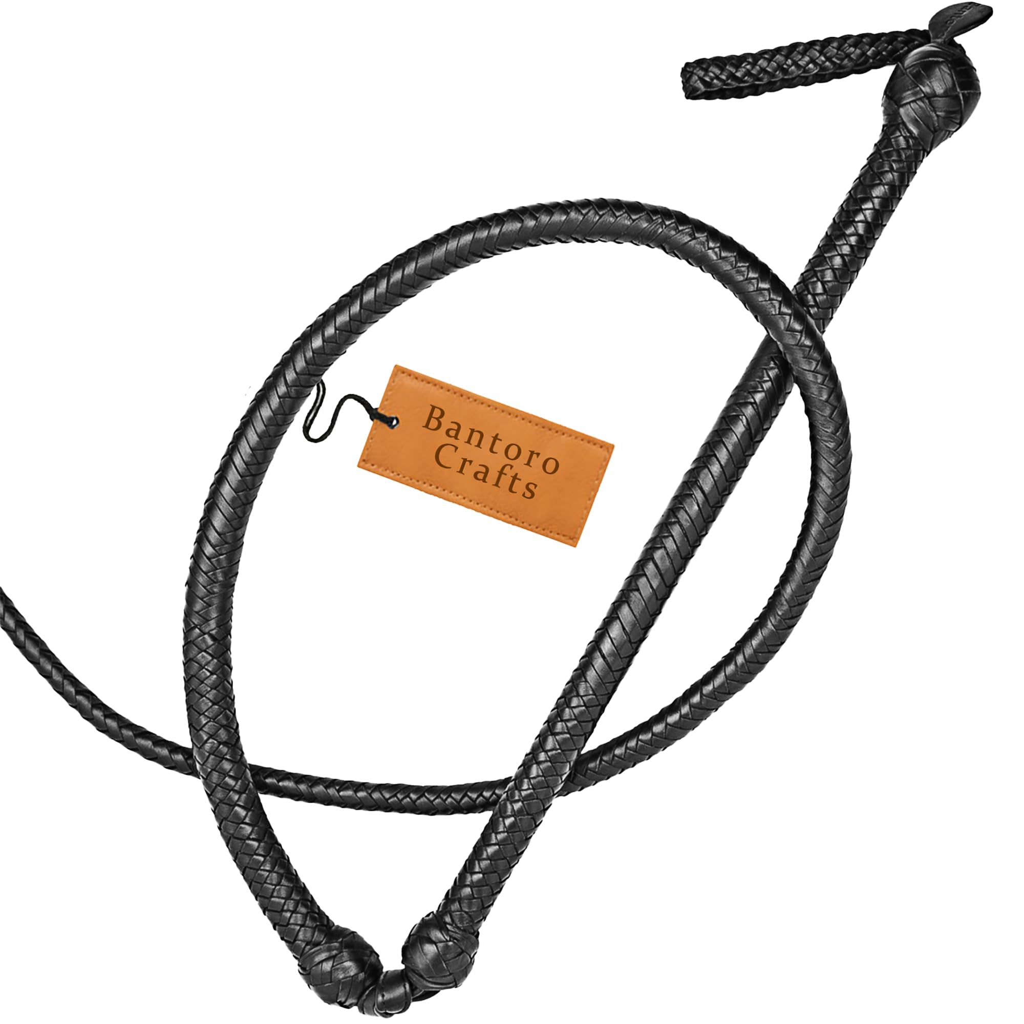 Nero Frusta 16 trecce Fili Pelle Intrecciata Frusta in Vera Pelle Pancia in Pelle e Supporto in Pelle all'Interno Frusta Che schiocca Forte