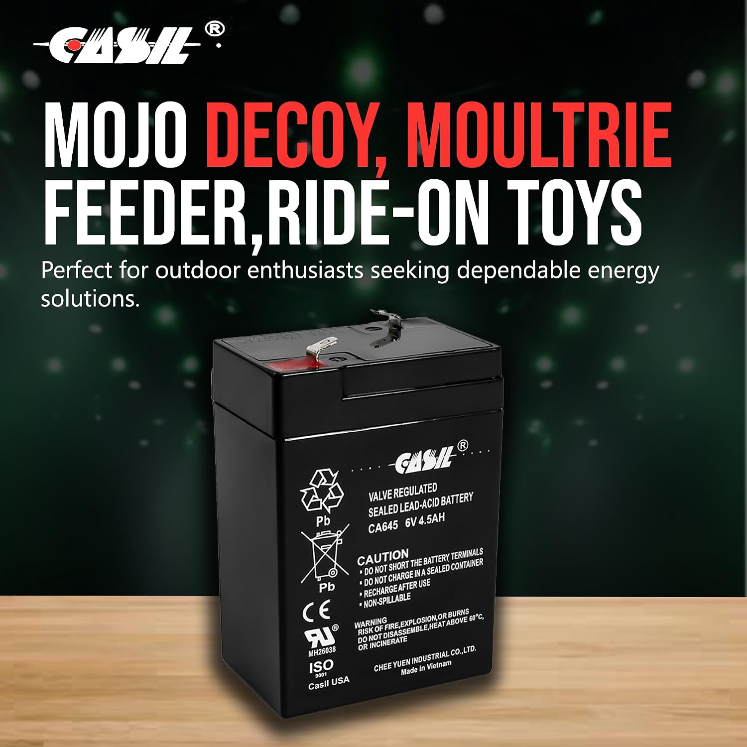 Casil 6V 4.5Ah Rechargeable Battery – Compatible with Moultrie Deer Feeder & Wildgame Innovations 6V Feeders