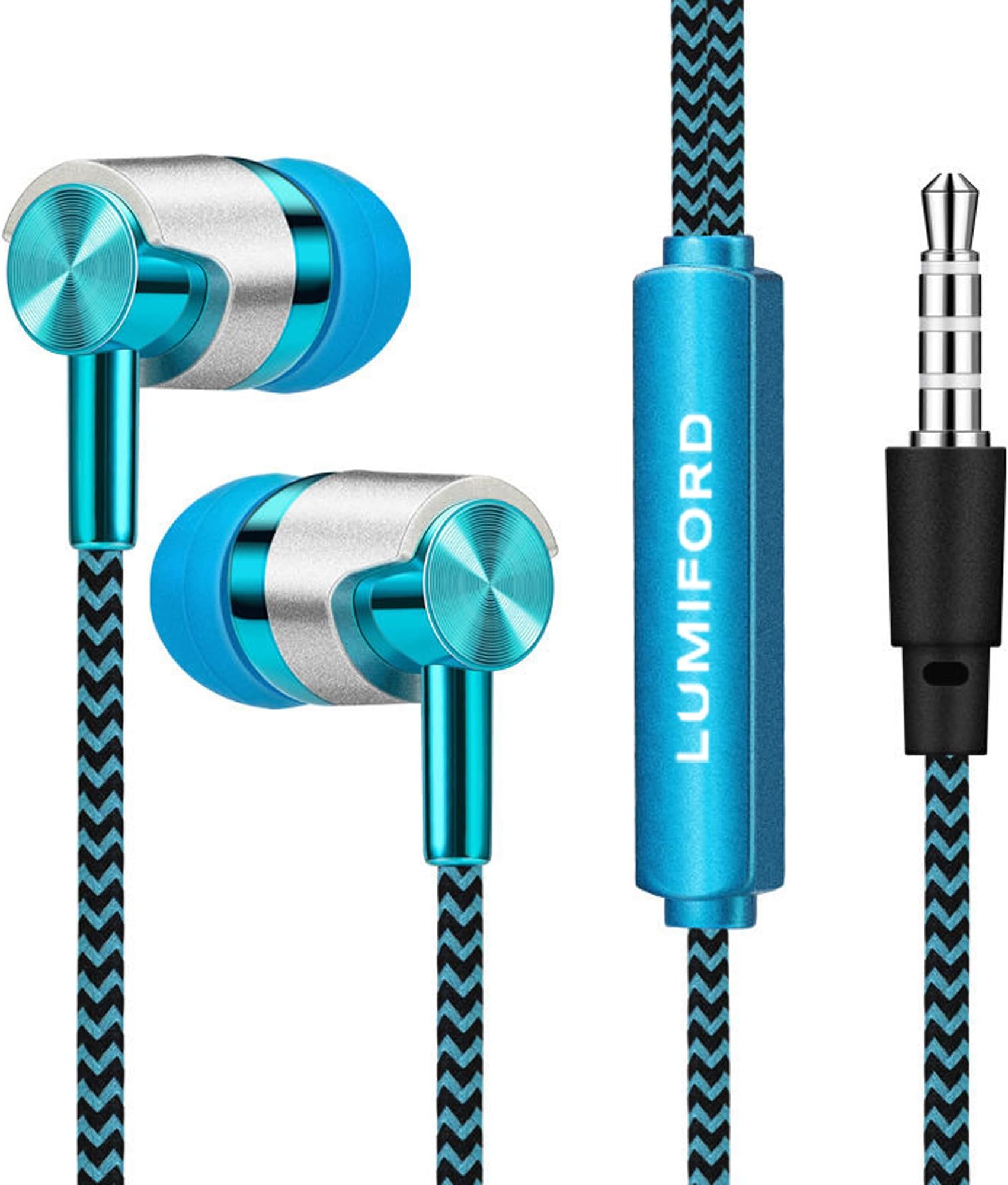 U55 in-Ear Wired Earphones with Built-in mic | 3.5 mm Earphones with Effective Bass 10mm Dynamic Drivers, Passive Noise Cancellation, & 1.3m Tangle Free Cable with Volume Controllers (Blue)