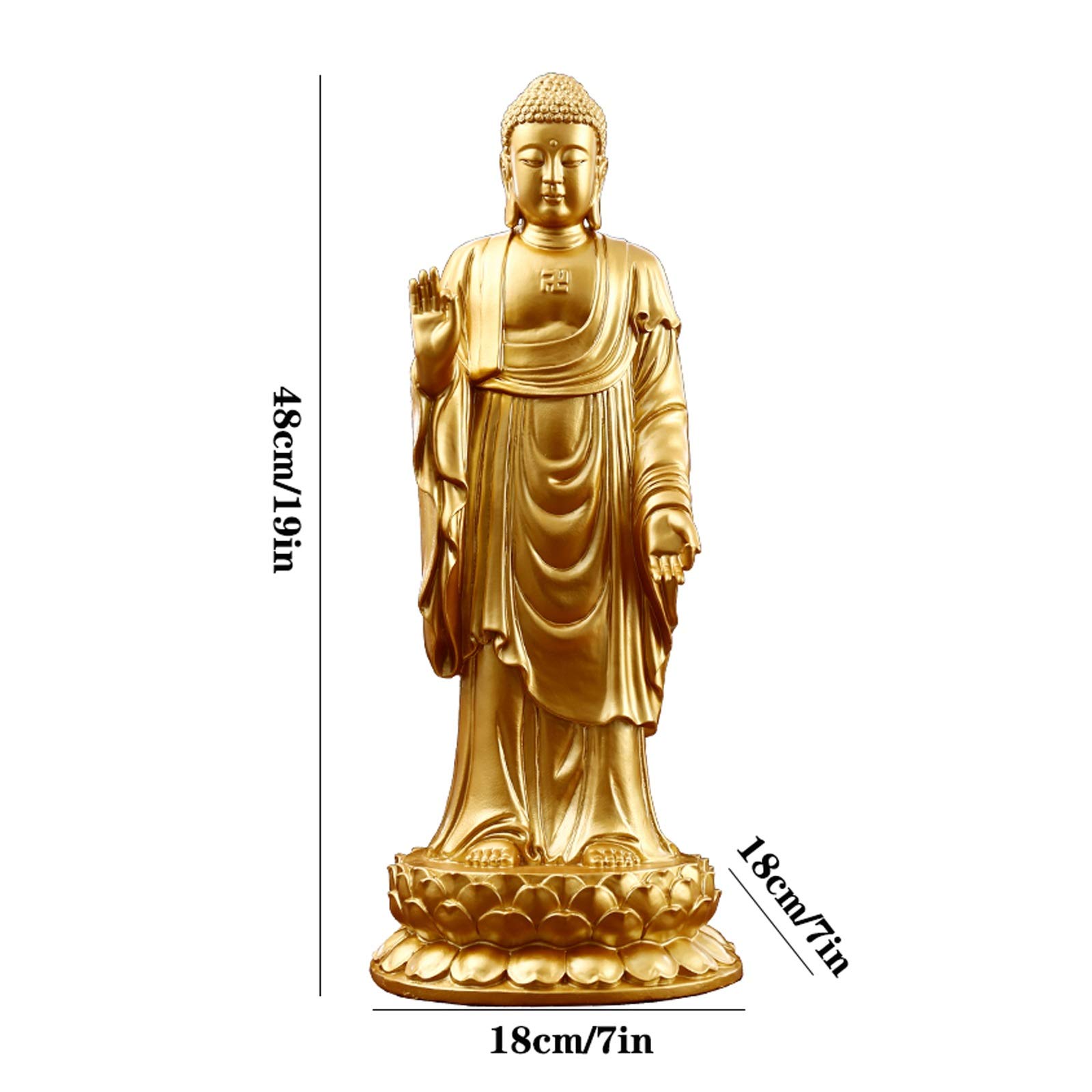 For el hogar, oficina, escritorio, mesa, decoración del baño, escultura de Buda, estatua de Buda de 19 pulgadas, consagra decoraciones for el hogar, estatua de Buda de pie de 48 cm, decoración Feng Sh
