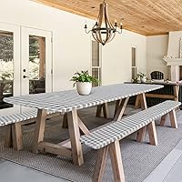 Vista 8 de Fitable Funda impermeable para mesa de picnic a cuadros, para exteriores, con fundas de banco, 3 piezas, mantel de vinilo ajustable de franela de 30