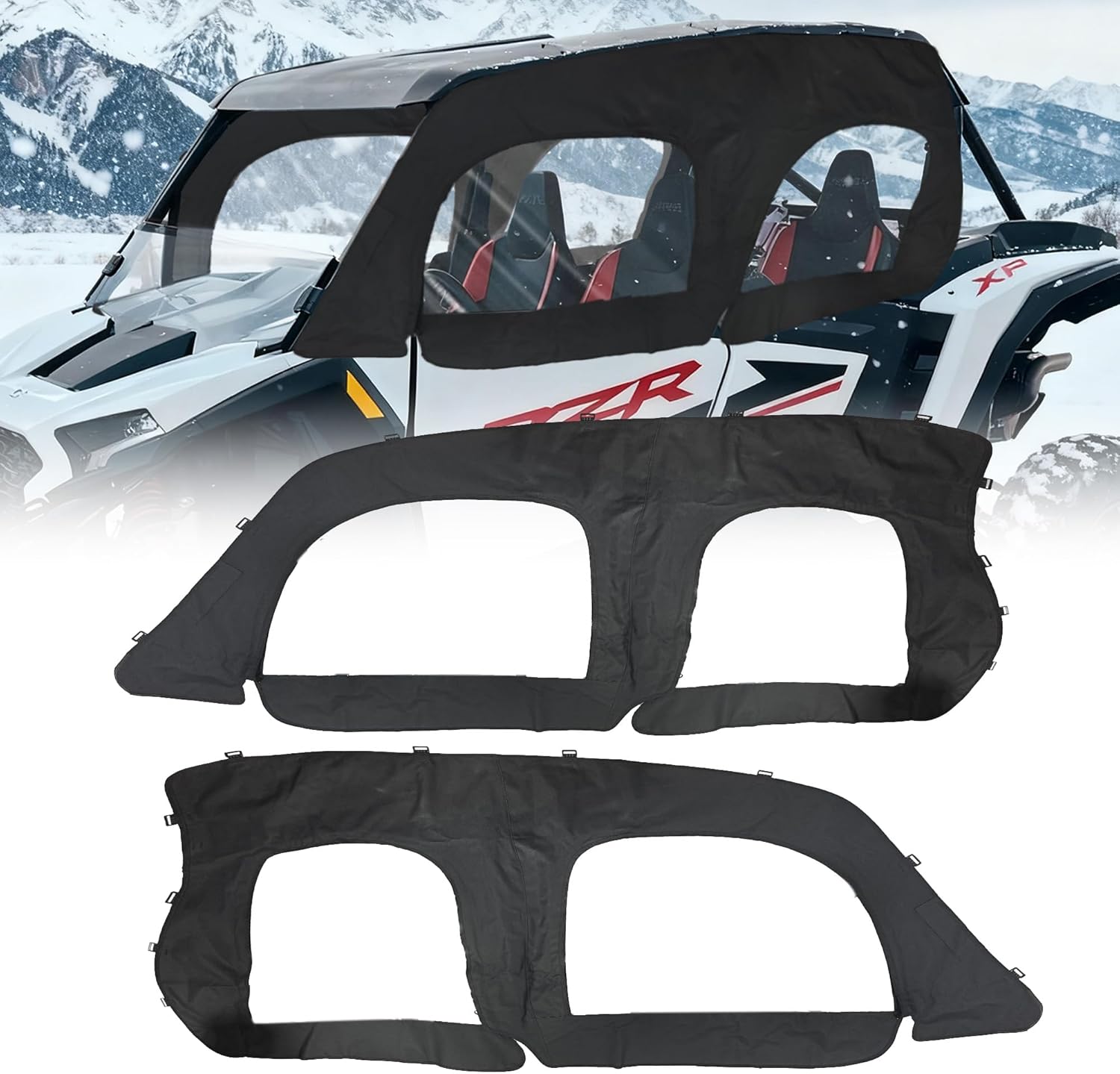 QYMOTO Polaris RZR XP 1000 Doors,2 Layers-Soft Canvas Upper Door Windows Fit RZR XP 1000 / XP Turbo 2014-2025 Cab Enclosure with Strong Zipper Open Window, Stop Cold, Rain,Dust and Debris Outdoor