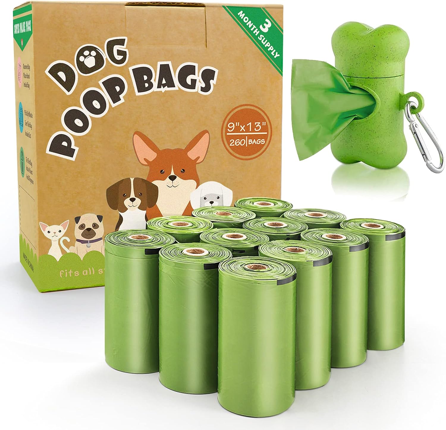 Zevmi Dog Poop Bags, Extra Thick and Leak Proof Poop Bags for Dogs, Biodegradable Doggie Poop Bags with 1 Free Dispenser, Eco-Friendly…