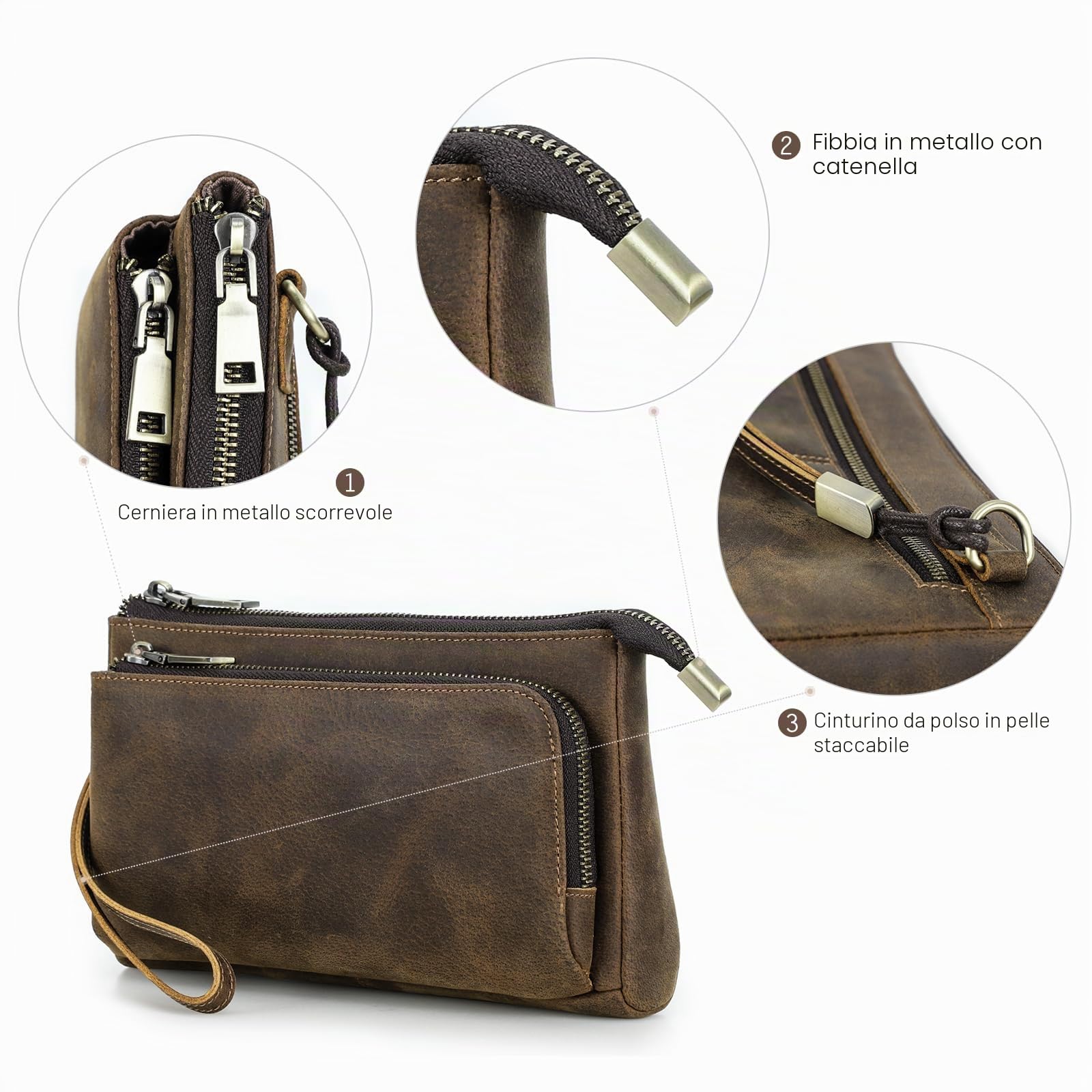 CONTACT'S FAMILY Borsa Organizer Elettronica, Accessori Tecnologici, Borsa Organizer per Cavi da Viaggio (Caffè)