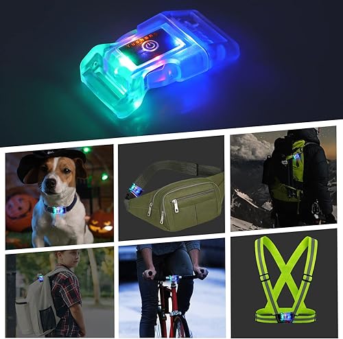 Miniatura 6 de Paquete de 2 hebillas de liberación lateral flash, hebilla de plástico iluminada recargable IP68 resistente al agua, luces LED de seguridad para