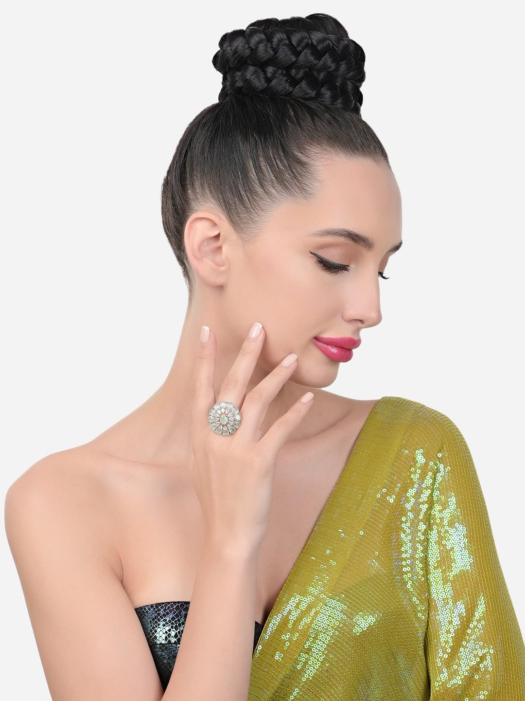 Cubic Zirconia Bling Statement Brass Ring - ZPFK16110