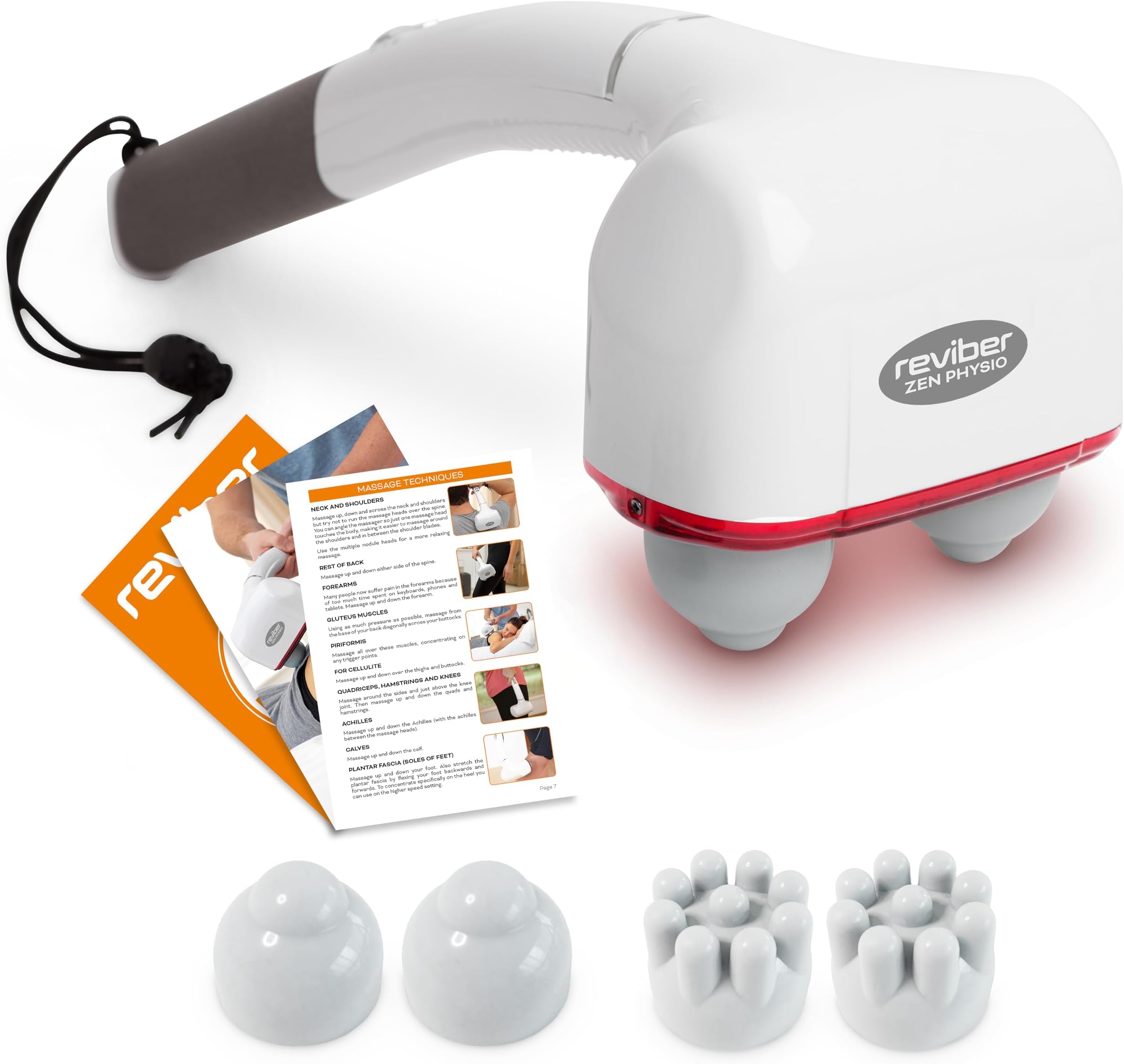 Zen Physio Handheld Deep Tissue Massager, Portable Body Massager, Electric Percussion Massage Tool for Back, Neck, Legs & Muscle Recovery/Sore Muscles, 2 Interchangeable Heads, Dual Speed