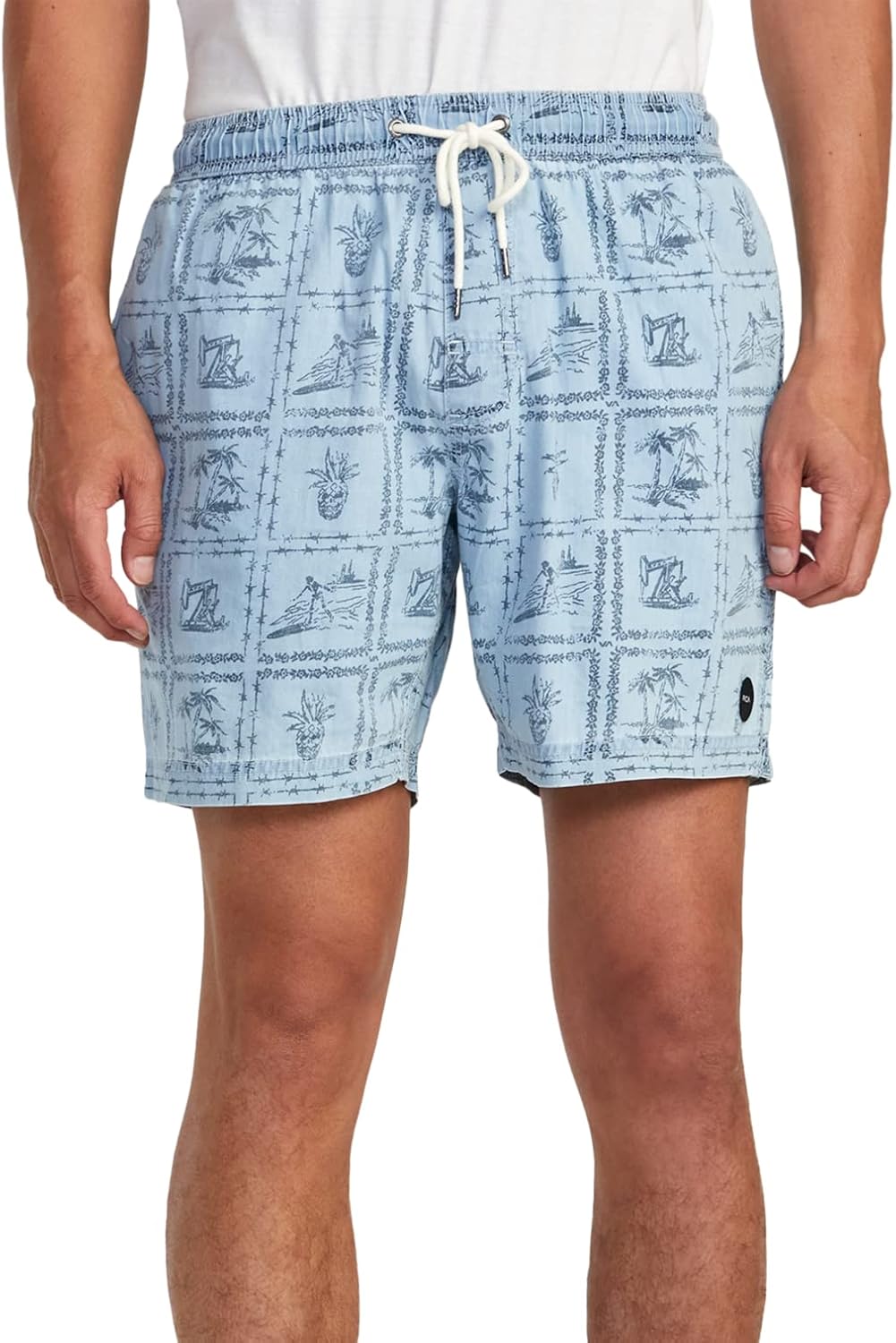 RVCA Mens 4-Way Stretch Elastic Waist 17 Inch Hybrid Short