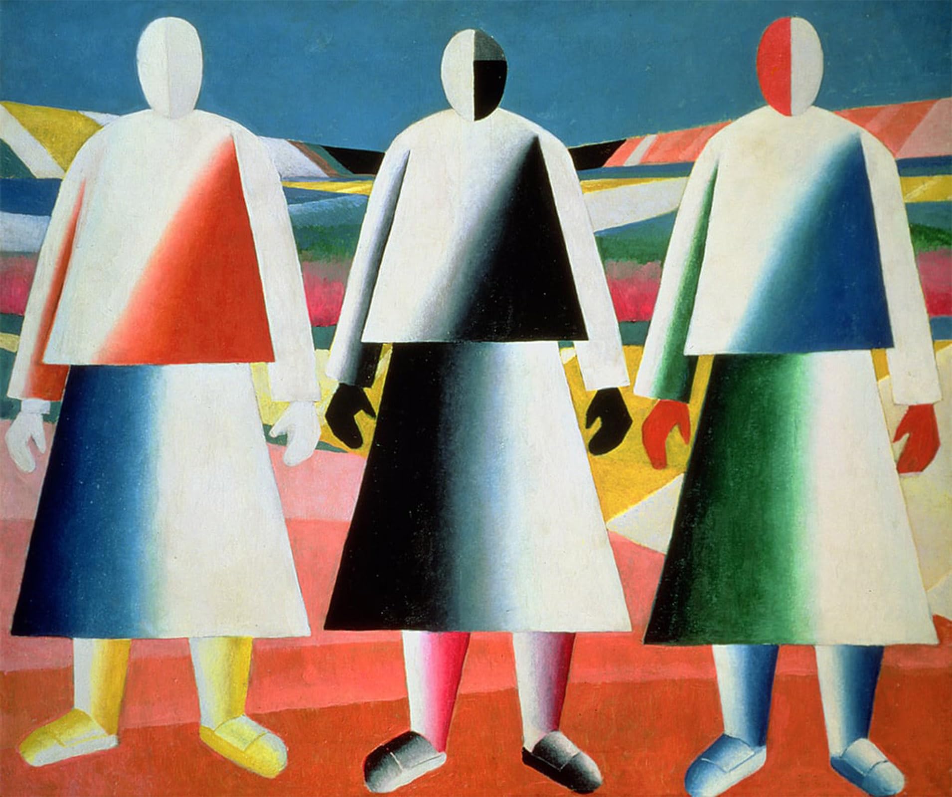 SERENDIPITP Abstract Painting Mural Print Picture Wall Decor Painting Young Girls in a Field by Kazimir Severinovich Malevich Vintage Wall Artwork for Home Decor 60x90cm
