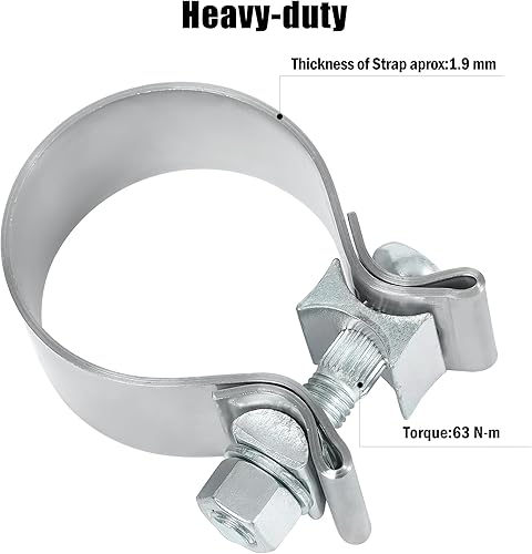 Miniatura 9 de Abrazadera de escape de 2.125 pulgadas, abrazadera de banda de escape estrecha de 2 18 de acero inoxidable 304 (1 unidad)