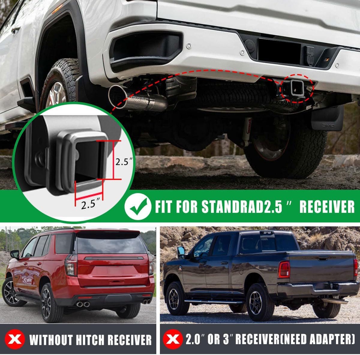 ROXX Universal Adjustable Length Hitch Step Fit for 2.5 Inch & Hitch Receiver Adapter w/Anti-Rattle Bracket DIY Anti-Slip Frame for Pickup Trailer Tow Car Truck SUV Capacity 350 LB