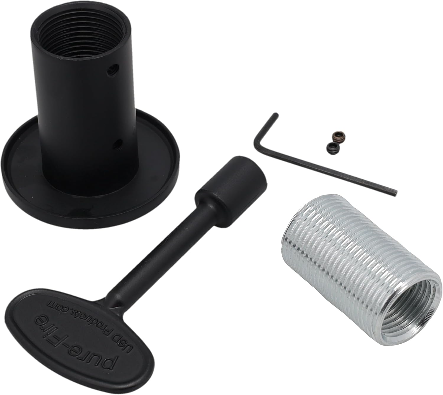 Supplying Demand LLFLGKIT-FB Fireplace Fire Pit | Log Lighter Gas Valve Kit with Universal Flange and 3" Key Flat Black
