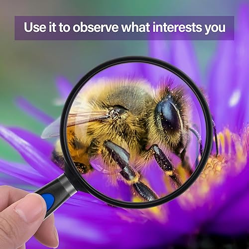 Miniatura 50 de Feosky Lupa de lectura de mano, lupa de 10 x 30X, lente inastillable de 2.953 in, mango antideslizante para adultos cercanos, lectura de personas