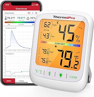 TP359 Bluetooth Hygrometer Thermometer, 260FT Wireless Remote Temperature and Humidity Monitor, with Large Backlit LCD, Indoor Room Thermometer and Humidity Gauge, Max Min Records
