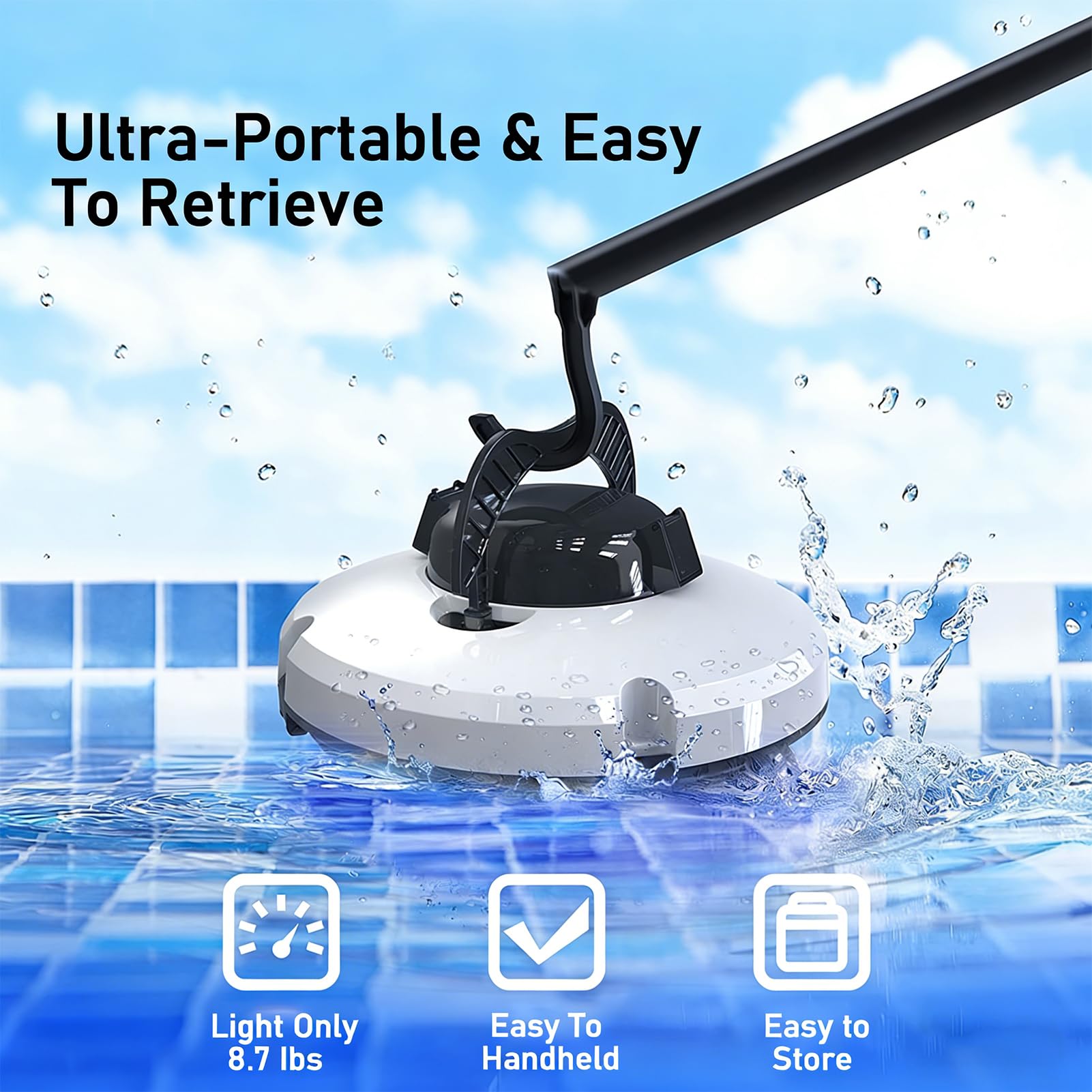 Aspiradora robótica inalámbrica para piscina con prevención automática de obstáculos y densidad de filtro de 180 μm para una limpieza de piscinas sin esfuerzo