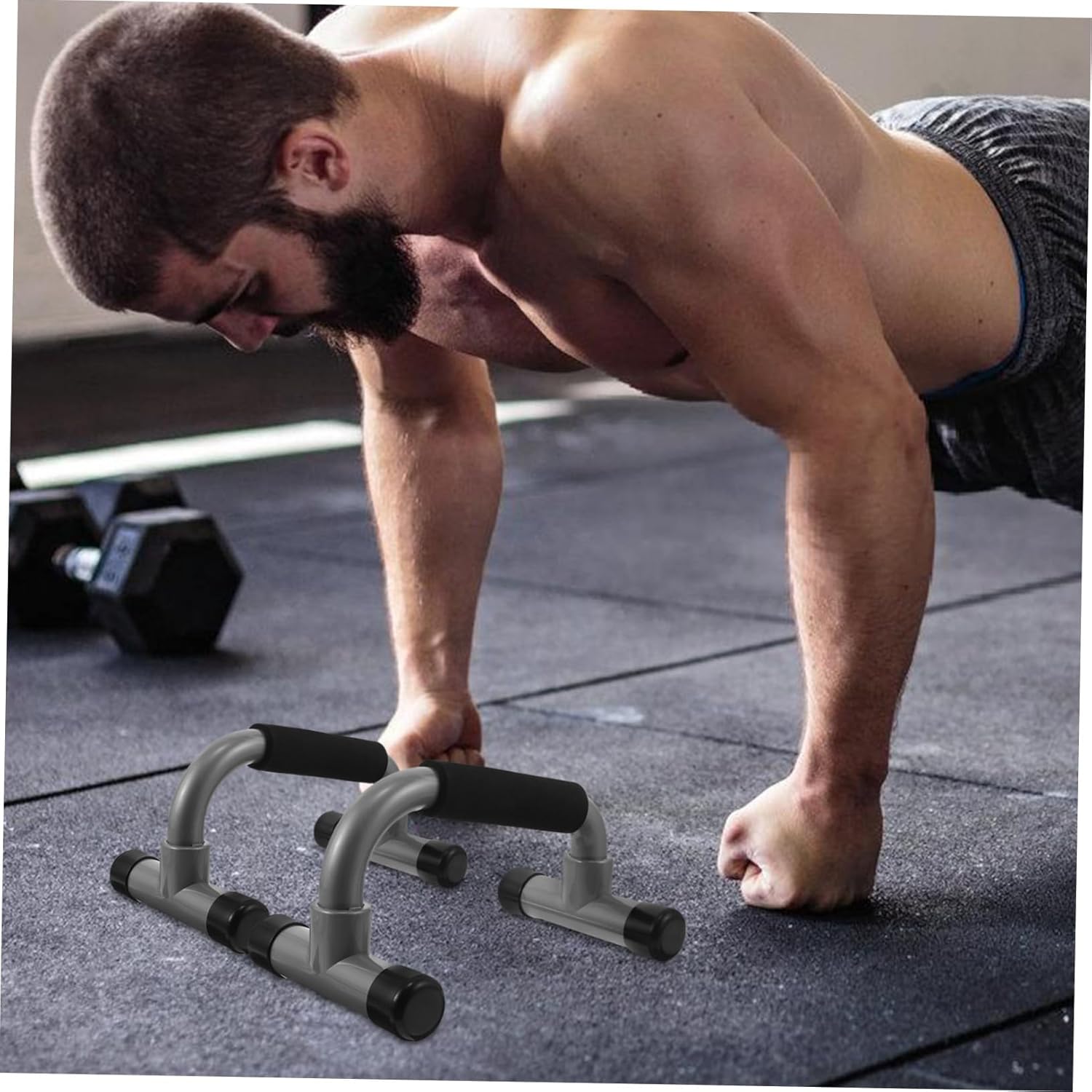 Mikinona H-structure Push Up Bars for Chest Muscle Training Stable Wear-resistant Gym Equipment with Textured Non-slip Handles Portable Fitness Pushup Stands for Home Workouts