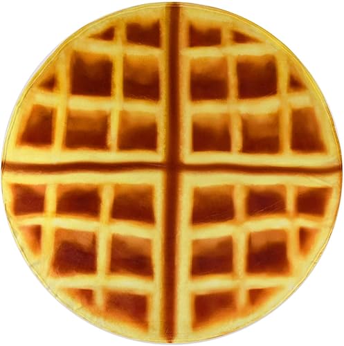 Manta gigante CASOFU con diseño de waffles, manta decorativa para tu familia, suave y cómoda, hecha de franela, para adultos (Marrón y amarillo, 80