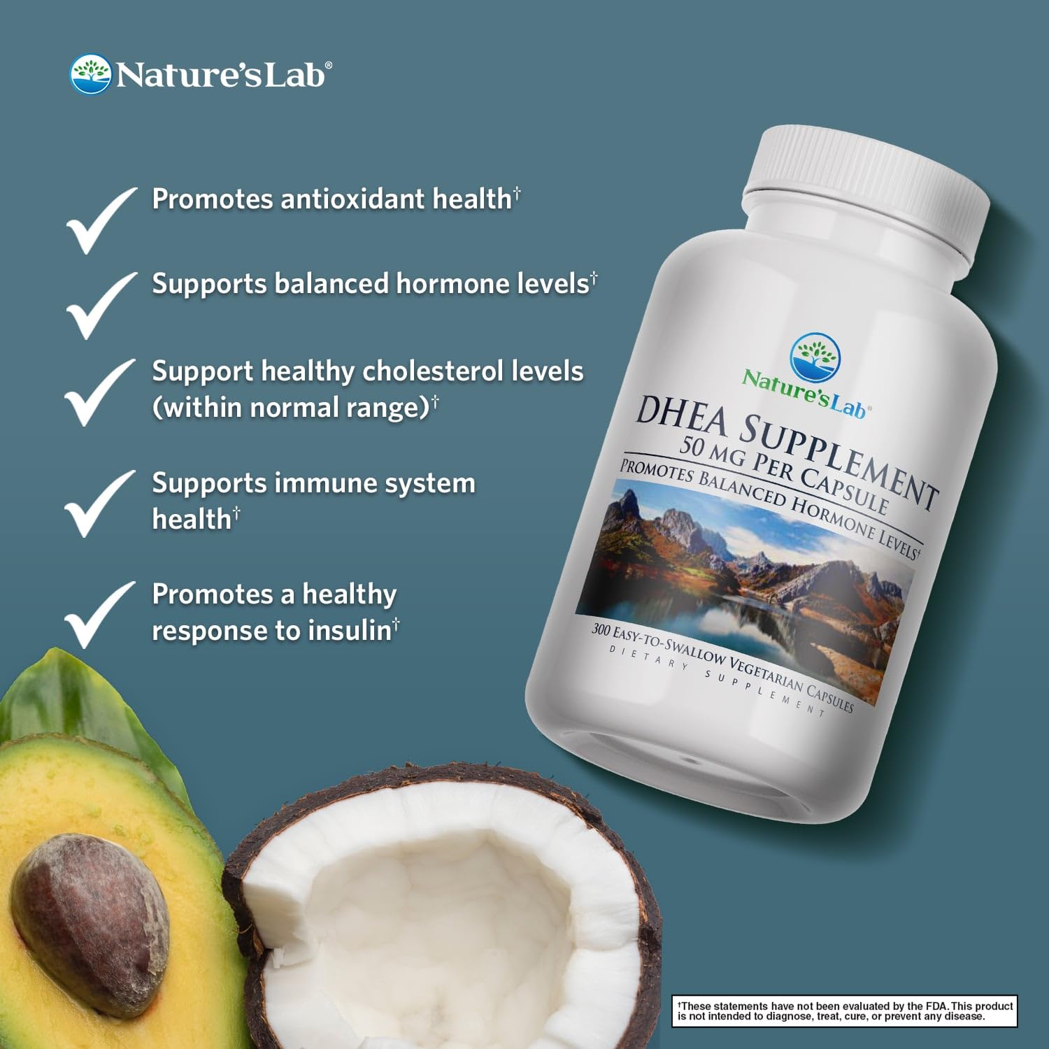 Nature's Lab DHEA 50mg Supplement - Promotes Balanced Hormone Levels, Healthy Energy and Increased Mental Clarity* - 300 Capsules (10 Month Supply) — Amazon image 2