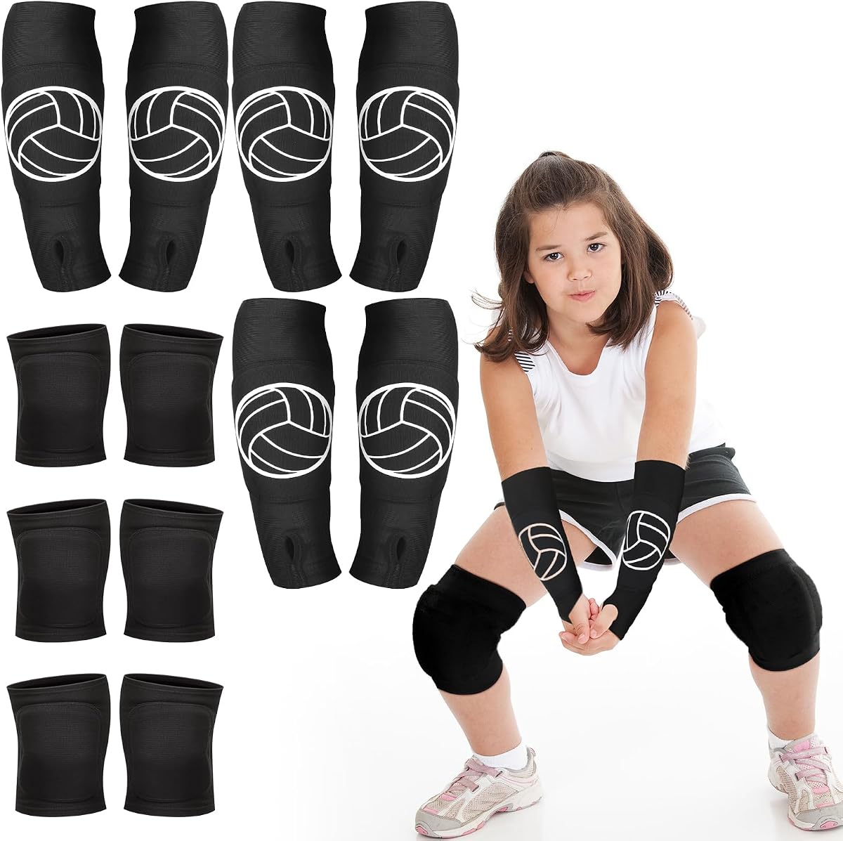 3 Set Volleyball Sleeves Knee Pads Kids Pack