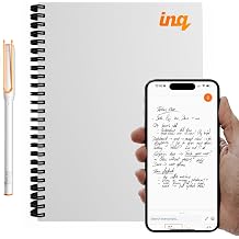 inq Smart Writing Set Converts Handwriting to Text Real Ink on Real Paper - AI Note Taking, Voice Recording and Transcription, For iPhone and Android - Smart Pen & Notebook Letter Size, White