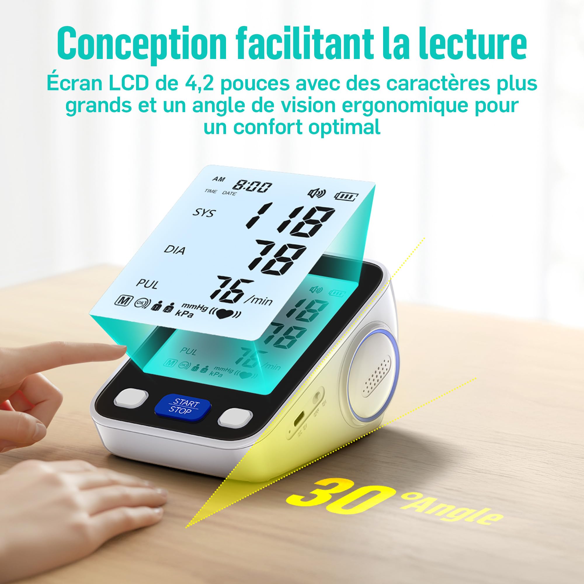 Runstar Tensiometre Bras Professionnel Automatique Brassard Large (22-42cm) Mémoire 2x99 Lectures Sac de Rangement Inclus