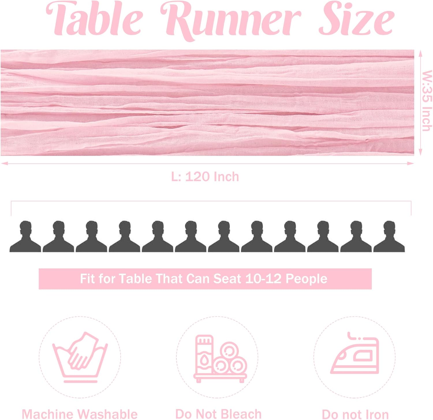 6 Pieces Pink Easter Spring 10FT Cheesecloth Table Runner Boho Gauze Fabric Table Runner Rustic Sheer Runner for Wedding Birthday Baby Shower Party Boho Table Decoration（Pink） - Image 4