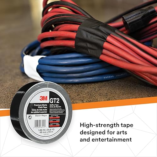 Miniatura 7 de 3M Cinta de tela mate prémium GT2, alta resistencia, uso interiorexterior, negro, 1.890 in x 164.0 ft, 11 mil, 1 rollo, 98514