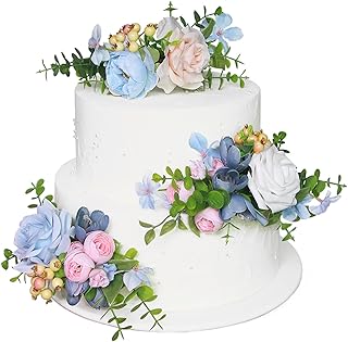 Rinlong 3Pcs Baby Blue Pink Cake Topper Pre-made Cake Decorations Pastel...