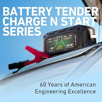 Battery Tender Charge N Start 1100 - Smart 12V/1 AMP Battery Charger and 1000 AMP Jump Starter Combo | 2-in-1 Battery Maintainer for Cars, Motorcycles, ATVs (USA Engineered)