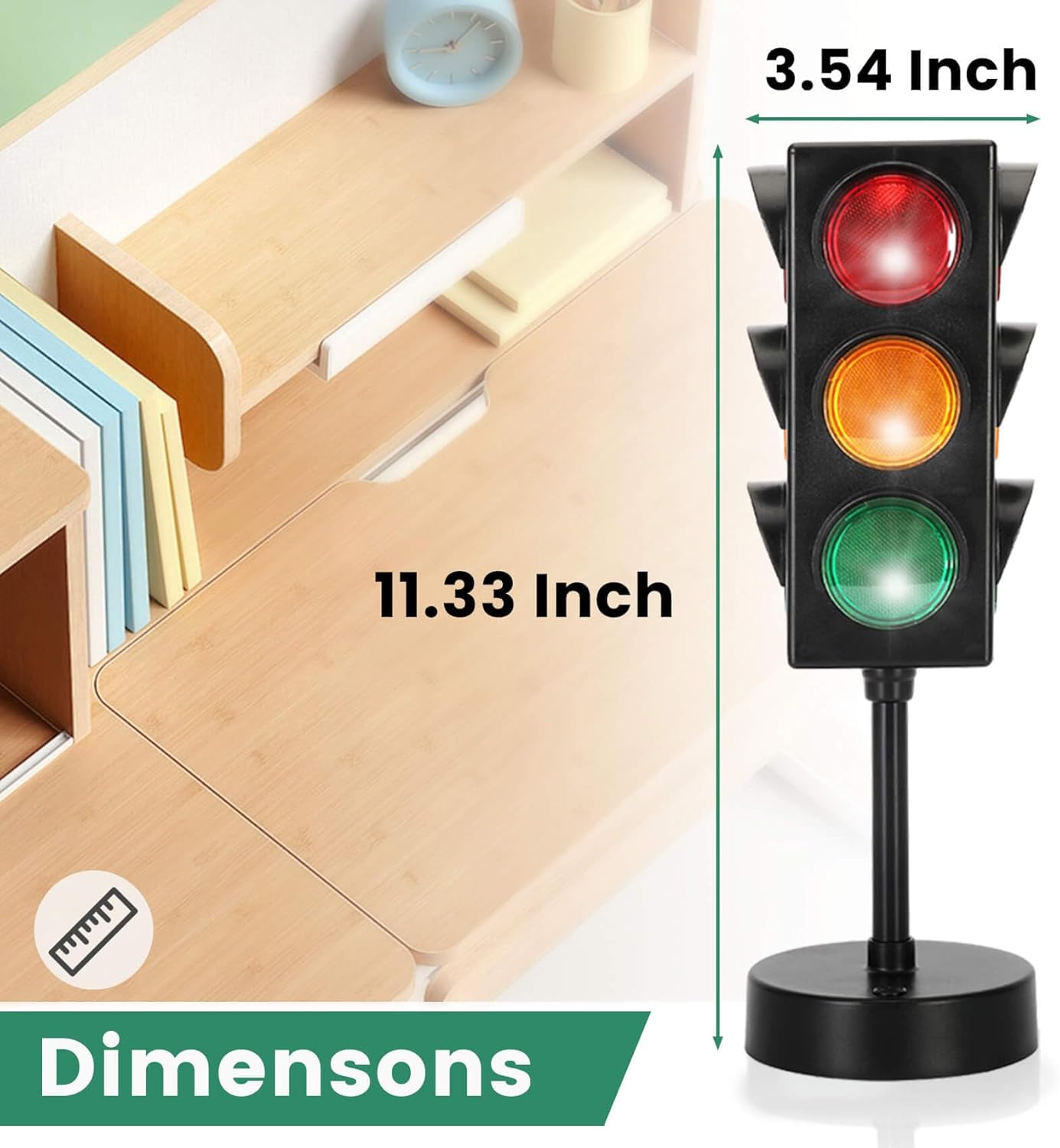 11 Inch Traffic Light Lamp with Base for Room Decoration, Stop Light Lamp with Color Changing and Blinking Modes, Traffic Light Desk Lamp for Bedroom, Classroom,Party Decorations, 1 Pack