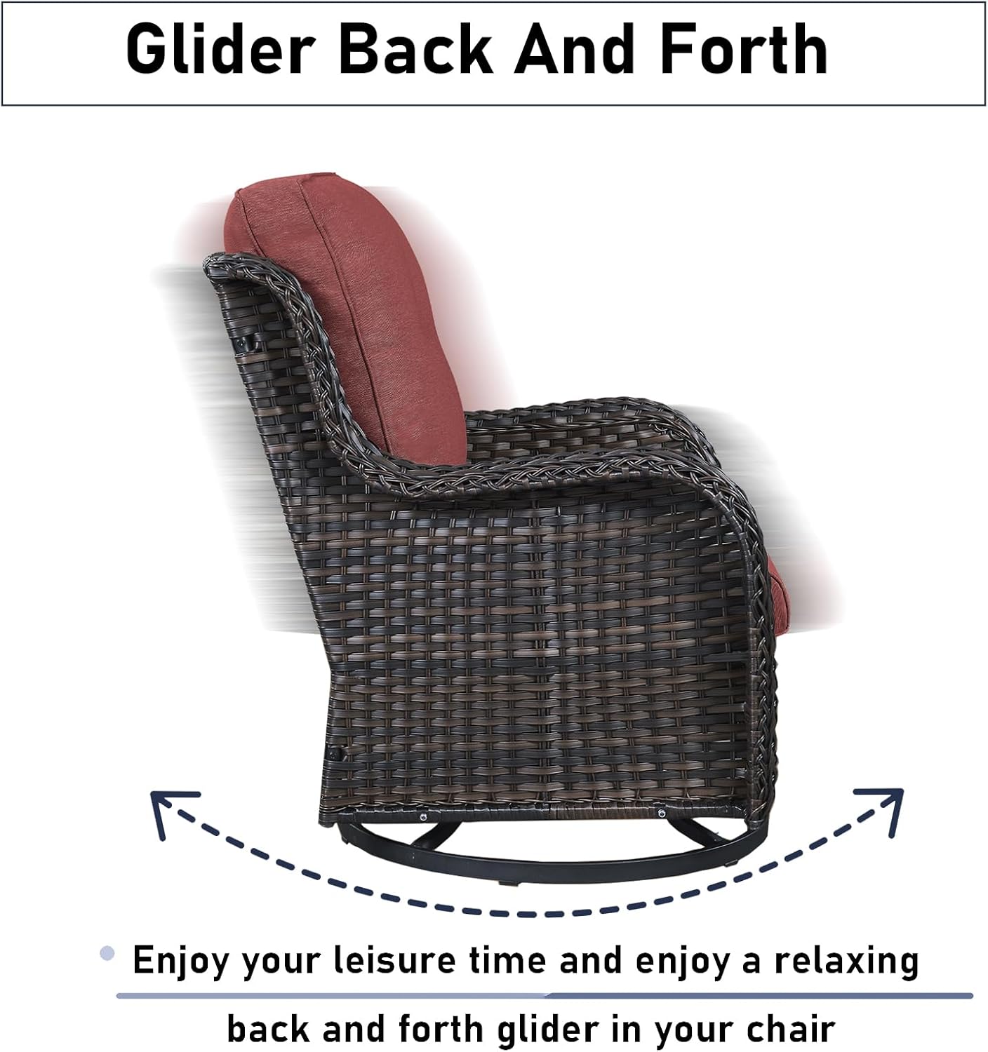Patio Furniture Set with Swivel Chairs, 5 Pieces Outdoor Wicker Furniture Set with Patio Swivel Rocker Chairs for Patio, Yard, Deck, Porch, Poolside
