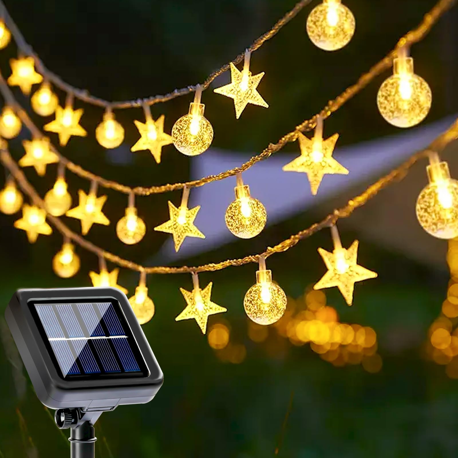 COZII Solar Lights Outdoor Garden, 60LED 10M/33Ft Solar Garden Lights String with IP65 Waterproof, 8 Modes Lighting