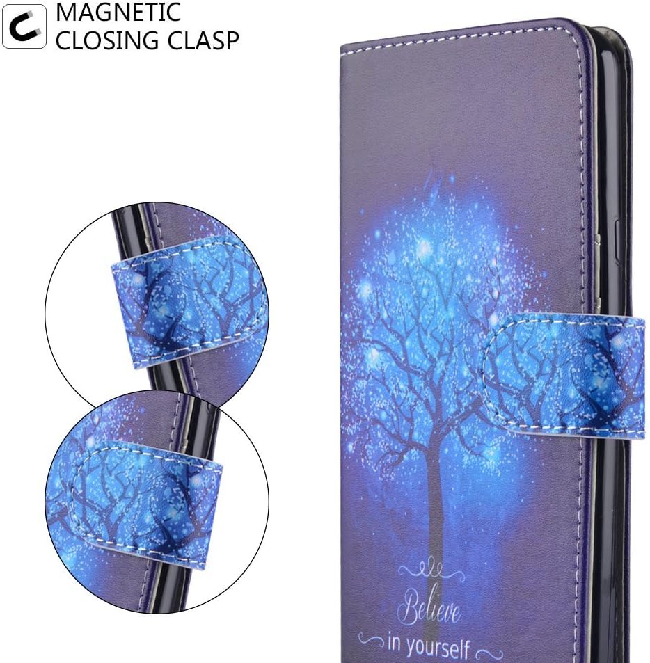 UrSpeedtekLive Samsung Galaxy J3 2018 Case, Galaxy J3 Achieve/Amp Prime 3/J3 Eclipse 2/J3 Prime 2 Premium PU Leather Wristlet Flip Wallet Case Cover with Card Slots & Stand,Believe in Yourself