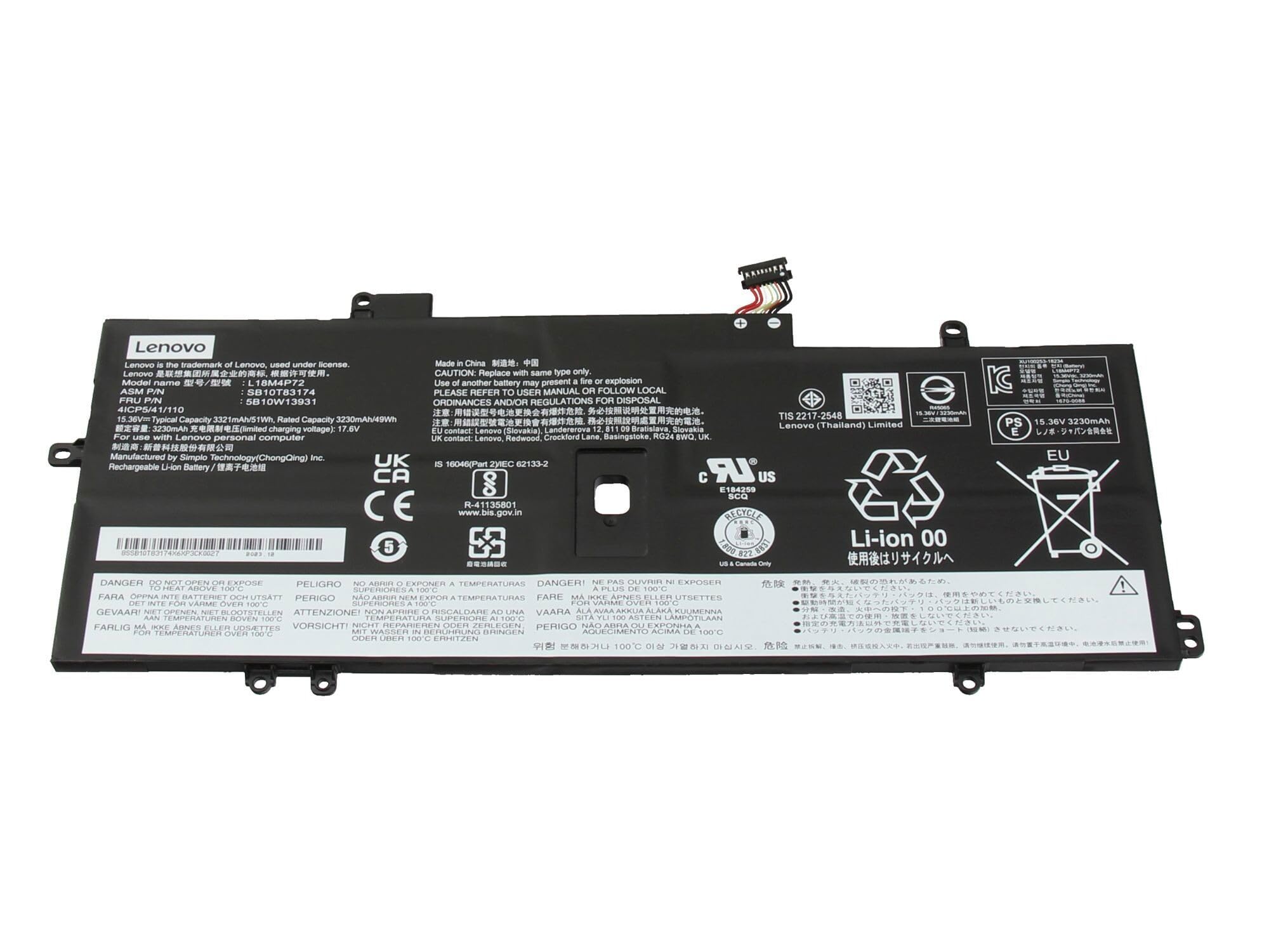 Batterie 51Wh Original pour Lenovo ThinkPad X1 Carbon 7th Gen (20QD/20QE)