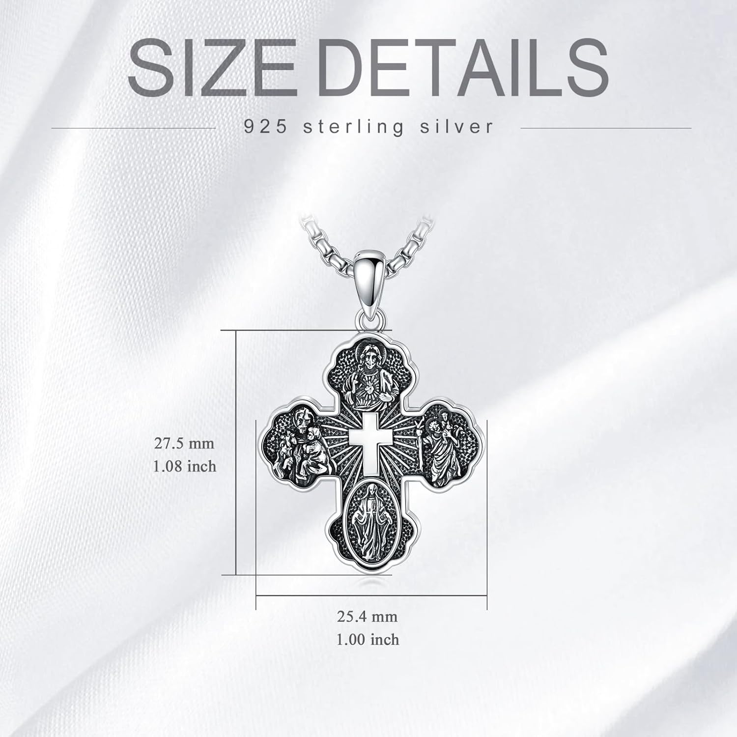 Cross Necklace for Men Women S925 Sterling Silver Celtic Knot Cross Pendant/Faith/4 Way Medal Necklaces Religion Jewelry for Birthday Anniversary Day Christmas - Image 6