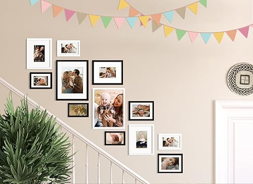 Miniatura 3 de KINLINK Portarretratos negros de 5 x 5, cuadrados con plexiglás para fotos de 4 x 4 con paspartú o 5 x 5 sin paspartú, marcos de fotos de madera