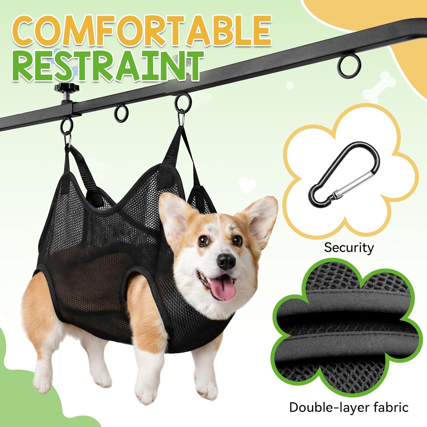 Adjustable Dog Grooming Stand for Table: 42" Height & 27"-39" Width, Includes Hammock & 2 No-Sit Nooses, Heavy-Duty Dog Grooming Arm for Bathing Nail Trimming Drying Cutting Cats & Dogs at Home