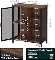 Vista 2 de BON AUGURE Coffee Bar Cabinet for Liquor, Small Storage Cabinet for Home Kitchen, Farmhouse Sideboard Buffet Cabinets, Industrial Alcohol Cabinets