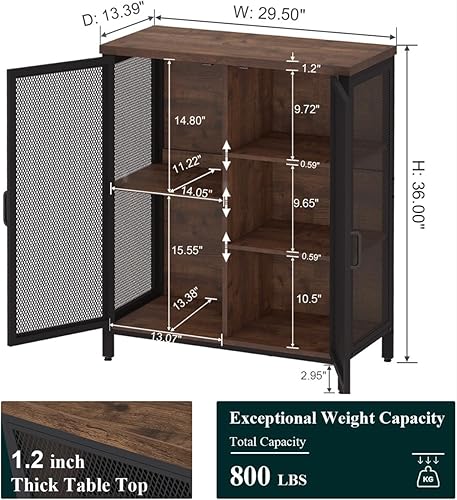 Miniatura 2 de BON AUGURE Coffee Bar Cabinet for Liquor, Small Storage Cabinet for Home Kitchen, Farmhouse Sideboard Buffet Cabinets, Industrial Alcohol Cabinets