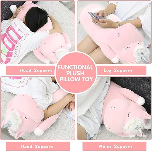Miniatura 5 de MorisMos Paquete de 2 almohadas corporales de unicornio, almohada grande de 36.2 pulgadas, almohada de unicornio de felpa suave de 23.6 pulgadas,