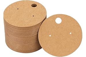 JoyCraft 100Pcs Earring Tags | Brown Round Earring Display Holder Cards