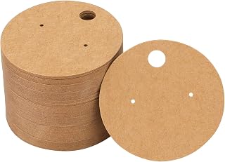 joycraft 100Pcs Earring Cards, 2" Brown Round Earring Display Holder Cards, Kraft Paper Earring Display Cards, Blank Hanging Display Cards for DIY Earring, Ear Studs, Use in Stores or Home