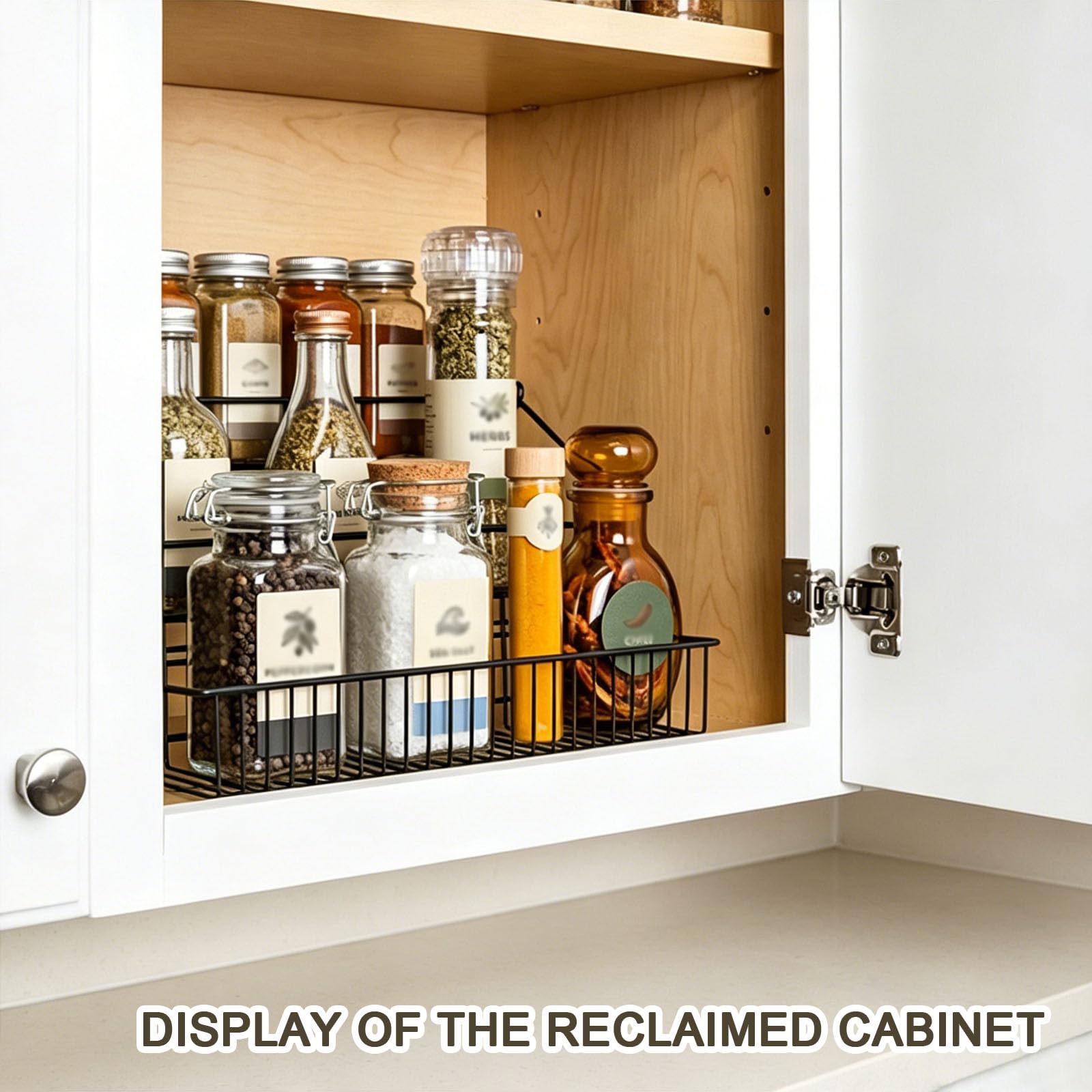 Ausziehbarer Schrank-Organizer, 3-stufig Ausziehbarer Gewürzregal für Küchenschrank für Hängeschrank, Multifunktionales Heben Pull-Down-Regal-Schrank-Organizer Platzsparend