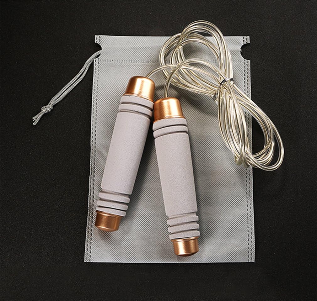 9Ft Professional Sport Exercise Bearing Adjustable Jump/Speed Rope with Gold Steel Wire + Weighted Handle (Grey/Black)