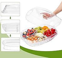 Vista 2 de IVYHOME Bandeja de servir refrigerada de 3 niveles con tapa, bandeja de servir frutas con hielo de 15 pulgadas con 4 compartimentos, plato