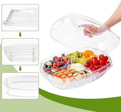 Miniatura 9 de IVYHOME Ice Chilled - Bandeja para servir condimentos de 5 compartimentos Bandeja para servir frutas Ollas de condimentos con 5 platos