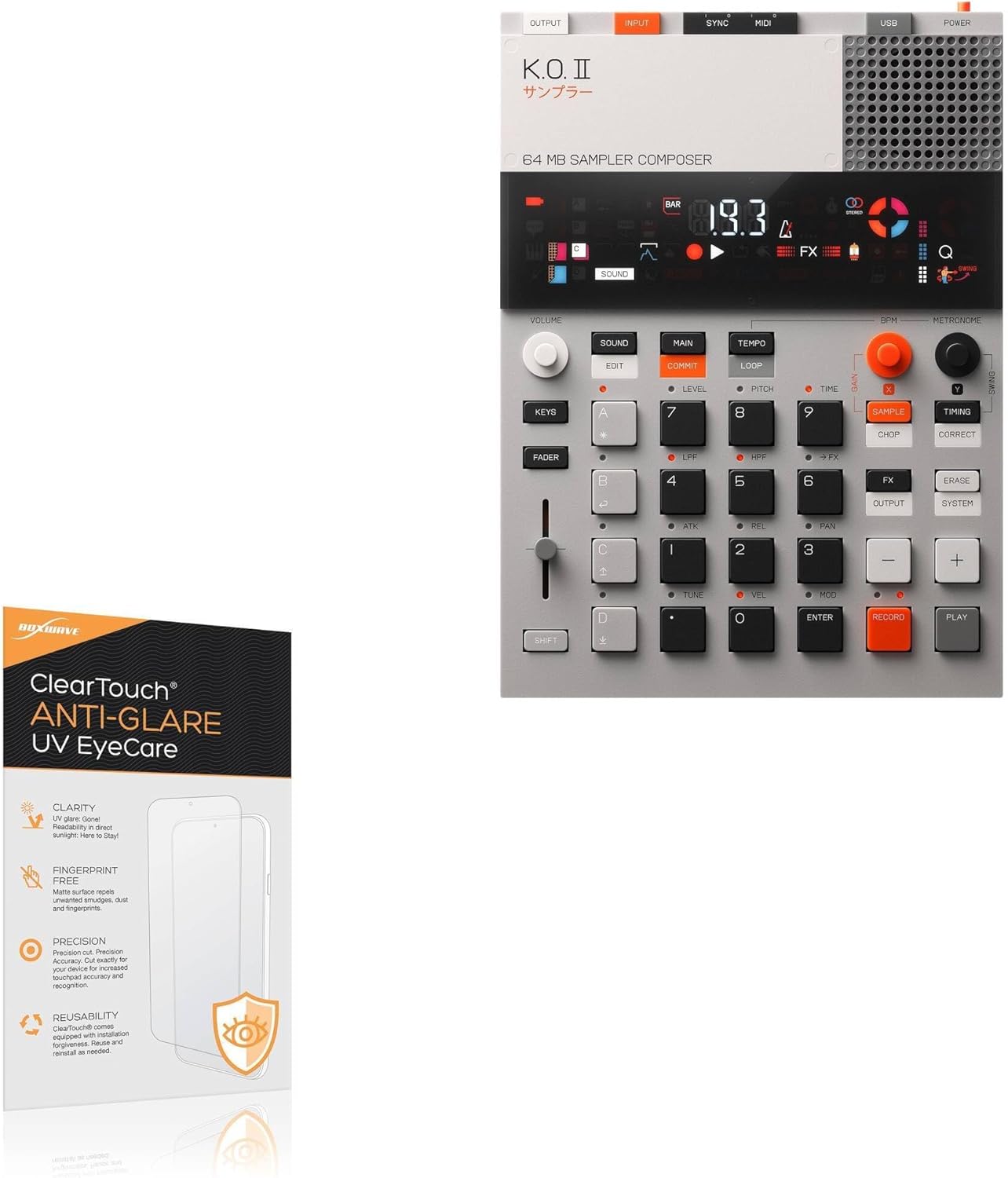 BoxWave Screen Protector Compatible With Teenage Engineering EPâ€“133 K.O. II - ClearTouch Anti-Glare Anti-UV EyeCare (2-Pack), Filters out Harmful Blue Light Reduce Fatigue