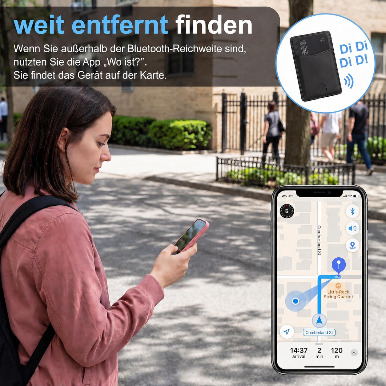 Air Tracker Karte Tag Wiederaufladbarer,kompatibel mit Apple Wo ist? & Find My (nur iOS), IP68 wasserdicht – Slim Schlüssel-Tracker für Geldbeutel, Reisepass, Koffer (2er-Pack) Schwarz