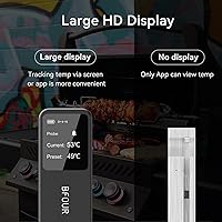 Vista 3 de BFOUR Meat Thermometer Digital Wireless with LCD Booster, Bluetooth Food Cooking Thermometer with Smart App, 524FT Remote Range, 100% Waterproof &